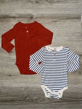 Cat & Jack ribbed henley bodysuits size 12 months